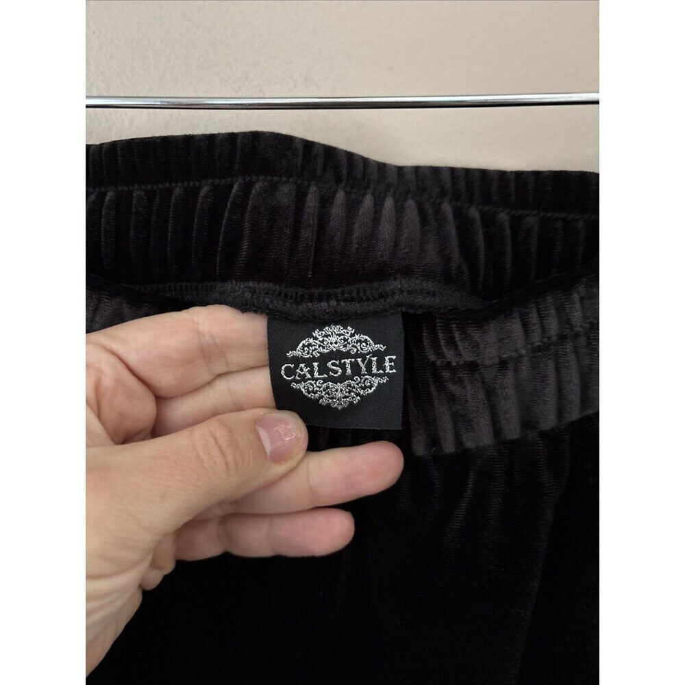 Cal Style Women’s Large Black Velvet Sweatpants - Picture 5 of 6